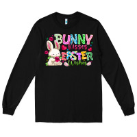 Black Bunny Kisses Easter Wishes Long Sleeve Tee - CowhideDigitalArt