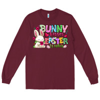 Burgundy Bunny Kisses Easter Wishes Long Sleeve Tee - CowhideDigitalArt
