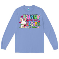 Colony Blue Bunny Kisses Easter Wishes Long Sleeve Tee - CowhideDigitalArt