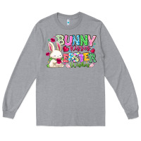 Heather Grey Bunny Kisses Easter Wishes Long Sleeve Tee - CowhideDigitalArt