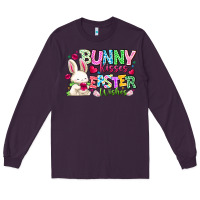 Plum Bunny Kisses Easter Wishes Long Sleeve Tee - CowhideDigitalArt