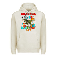 Oatmeal Heather grandma of the birthday boy t rex Premium Hoodie - Artiststas