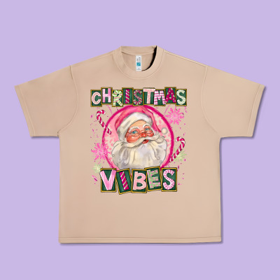 Pink Christmas Vibes Santa Urban Heavy Tee Designed By Fadigitalartstudio