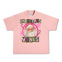 Salmon Pink Christmas Vibes Santa Urban Heavy Tee - FaDigitalArtStudio
