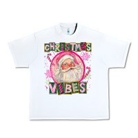 White Pink Christmas Vibes Santa Urban Heavy Tee - FaDigitalArtStudio