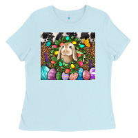 Baby Blue Easter Bunny Tumbler Ladies Tee - BundleAndBundleShop