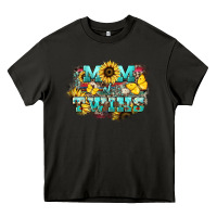 Asphalt Mom of twins sunflower mothers day Heavy Core Tee - HowdyJamesFarm
