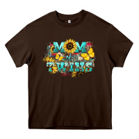 Chocolate Brown Mom of twins sunflower mothers day Heavy Core Tee - HowdyJamesFarm