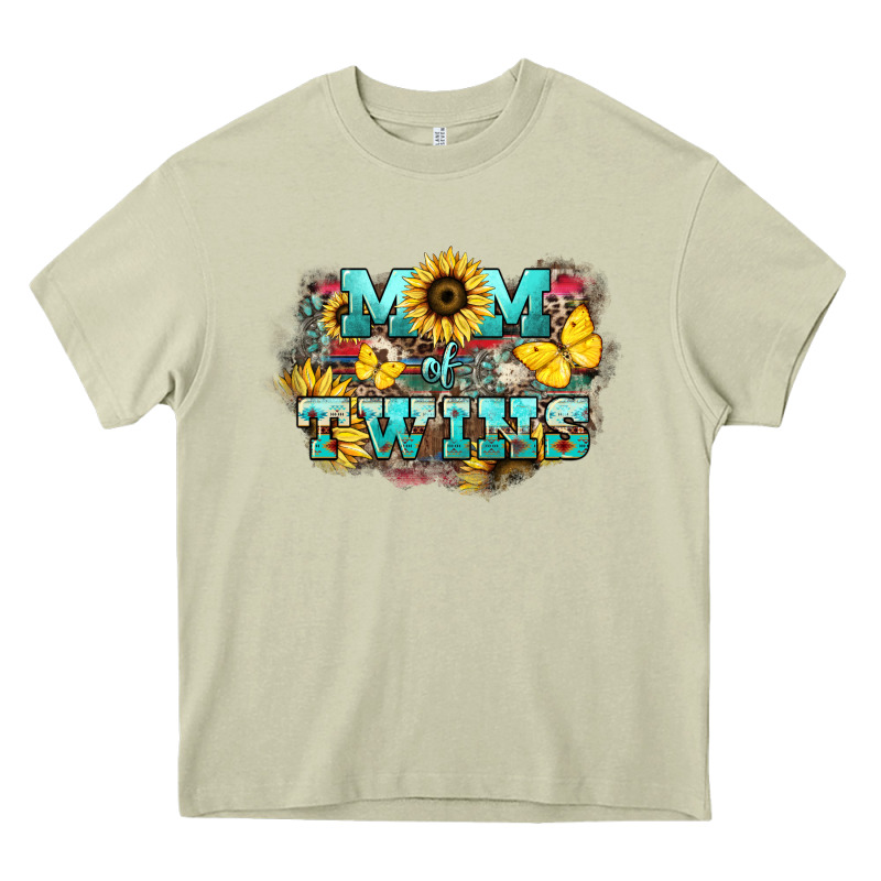 Mom Of Twins Sunflower Mothers Day Heavy Core Tee by HowdyJamesFarm | Teevron