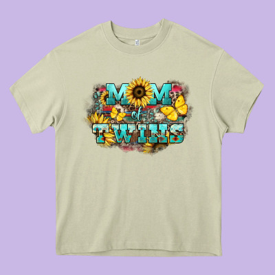 Mom Of Twins Sunflower Mothers Day Heavy Core Tee Designed By Howdyjamesfarm