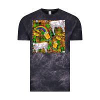 Cloud Black St. Patricks Cow With Rainbow And Beer Seamless Vintage Tee - FaDigitalArtStudio