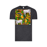 St. Patricks Cow With Rainbow And Beer Seamless Vintage Tee | Teevron