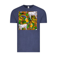 Vintage Denim St. Patricks Cow With Rainbow And Beer Seamless Vintage Tee - FaDigitalArtStudio