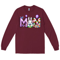 Burgundy easter day mom Long Sleeve Tee - CowhideDigitalArt