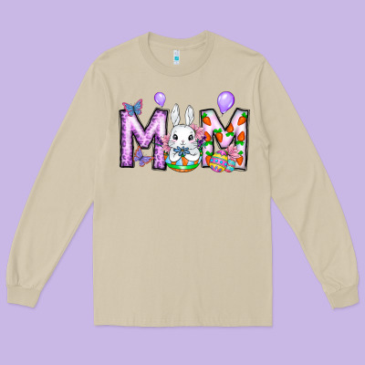 Easter Day Mom Long Sleeve Tee Designed By Cowhidedigitalart
