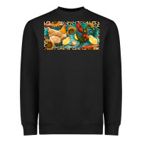 Black Chicken rooster and chicks with leopard Heavyweight Sweatshirt - RanaPortraitStore