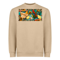Mushroom Chicken rooster and chicks with leopard Heavyweight Sweatshirt - RanaPortraitStore