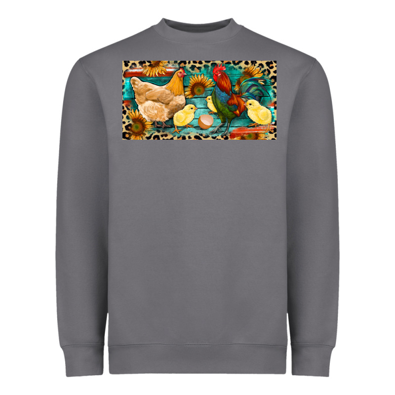 Chicken Rooster And Chicks With Leopard Heavyweight Sweatshirt by RanaPortraitStore | Teevron