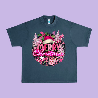 Pink Merry Christmas Urban Heavy Tee Designed By Fadigitalartstudio
