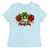 Baby Blue merry christmas paws Ladies Tee - FaDigitalArtStudio
