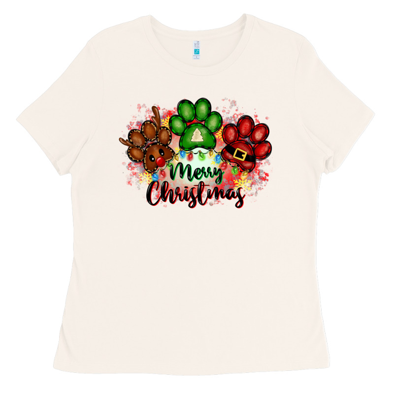 Merry Christmas Paws Ladies Tee by FaDigitalArtStudio | Teevron