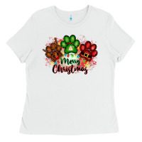 White merry christmas paws Ladies Tee - FaDigitalArtStudio
