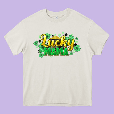 Lucky Mama Mother's Day Heavy Core Tee Designed By Howdyjamesfarm