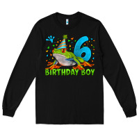 Black birthday boy frog age 6 Long Sleeve Tee - LillyAllenDesigns