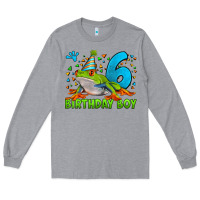 Heather Grey birthday boy frog age 6 Long Sleeve Tee - LillyAllenDesigns
