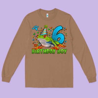 Birthday Boy Frog Age 6 Long Sleeve Tee Designed By Lillyallendesigns