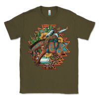 Army Green bucking bronco aztec shape background Classic Tee - Artiststas