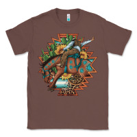 Chestnut bucking bronco aztec shape background Classic Tee - Artiststas
