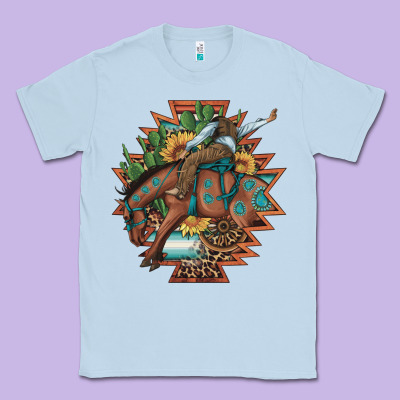 Bucking Bronco Aztec Shape Background Classic Tee Designed By Artiststas