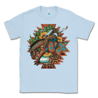 Dusty Blue bucking bronco aztec shape background Classic Tee - Artiststas