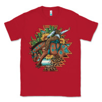 Red bucking bronco aztec shape background Classic Tee - Artiststas