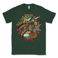 Sports Green bucking bronco aztec shape background Classic Tee - Artiststas