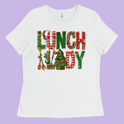 Lunch Lady Christmas Ladies Tee Designed By Bundleandbundleshop