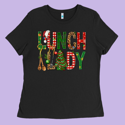 Lunch Lady Christmas Ladies Tee Designed By Bundleandbundleshop