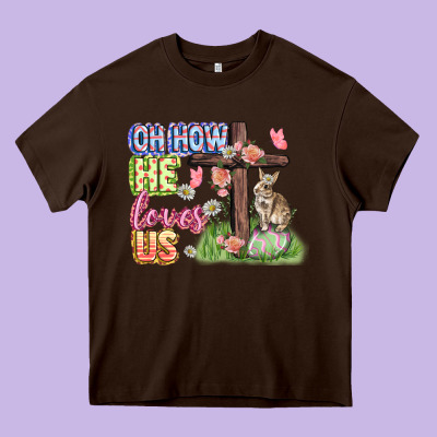 Oh How He Loves Us Easter Day Heavy Core Tee Designed By Cowgirlartshop