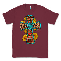 Burgundy gemstone sunflower leopard cross Classic Tee - OliviaCreatesArt