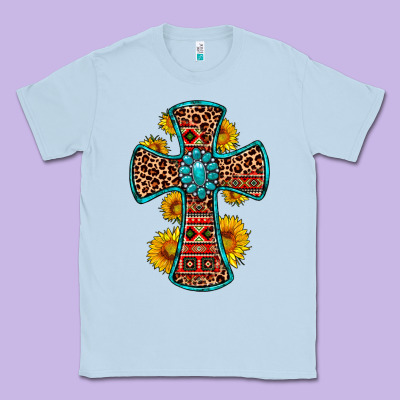 Gemstone Sunflower Leopard Cross Classic Tee Designed By Oliviacreatesart