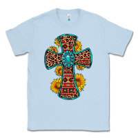 Dusty Blue gemstone sunflower leopard cross Classic Tee - OliviaCreatesArt