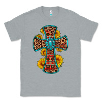 Heather Grey gemstone sunflower leopard cross Classic Tee - OliviaCreatesArt