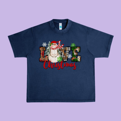 Love Christmas Snowman Urban Heavy Tee Designed By Fadigitalartstudio