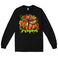 Black Hello Pumpkin Long Sleeve Tee - CowhideDigitalArt