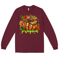 Burgundy Hello Pumpkin Long Sleeve Tee - CowhideDigitalArt