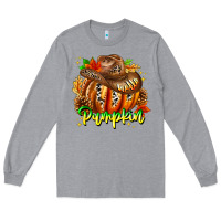 Heather Grey Hello Pumpkin Long Sleeve Tee - CowhideDigitalArt