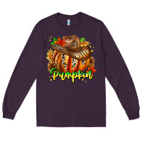 Plum Hello Pumpkin Long Sleeve Tee - CowhideDigitalArt