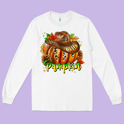 Hello Pumpkin Long Sleeve Tee Designed By Cowhidedigitalart