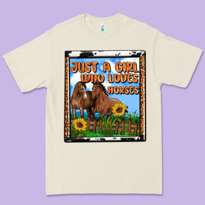 Western Just A Girl Who Loves Horses Premium Tee Designed By Oliviacreatesart